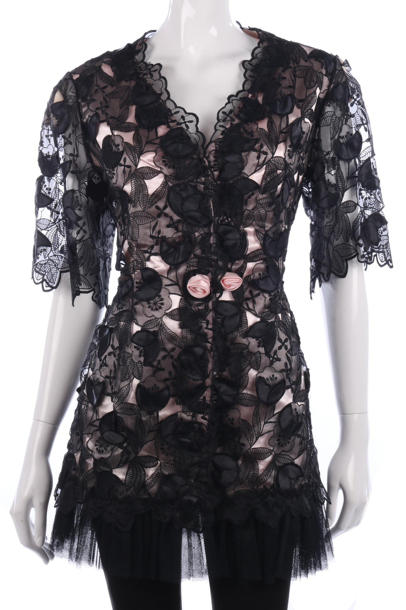 Madame De Ferry black and pink cutout evening jacket - Ava & Iva