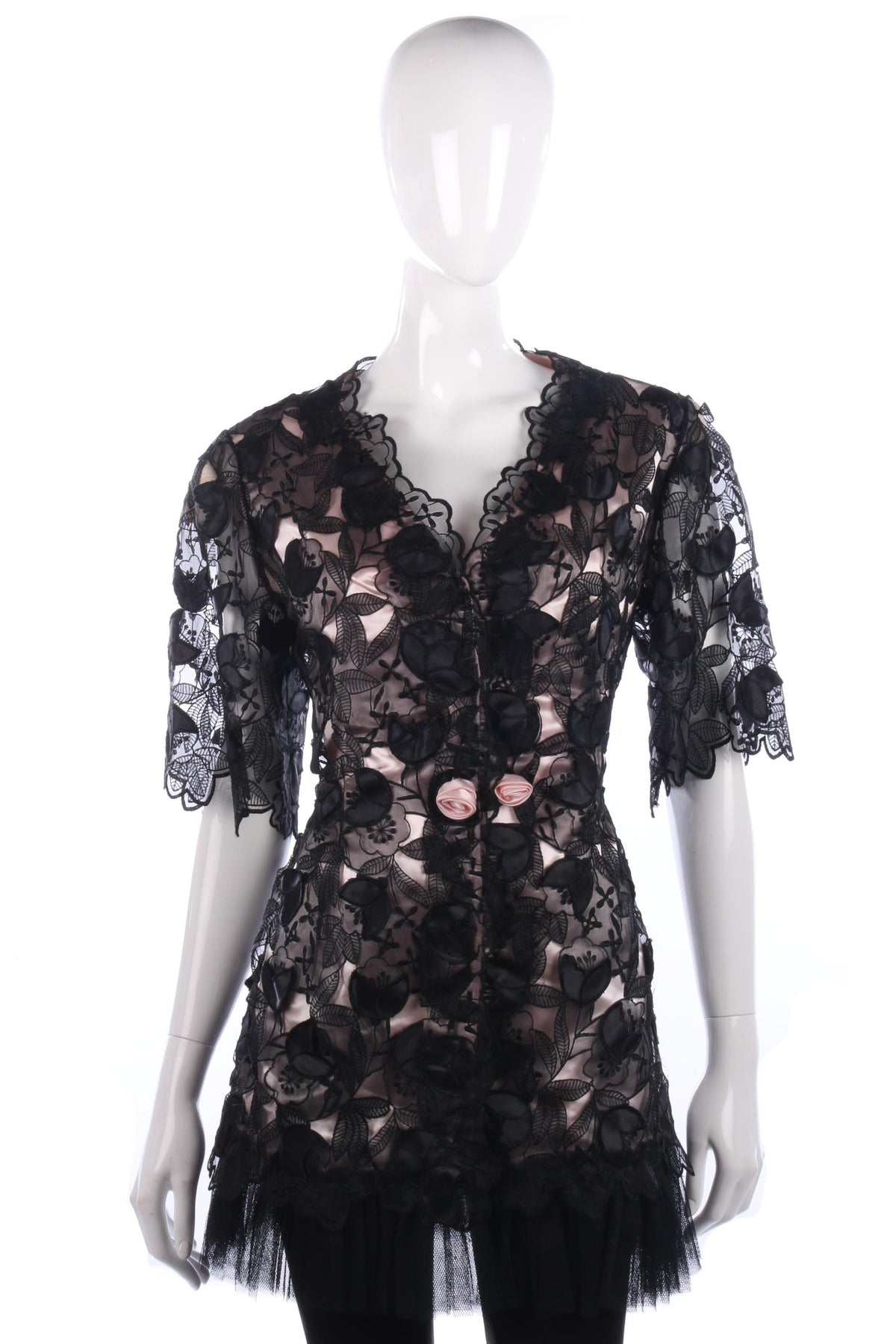 Madame De Ferry black and pink cutout evening jacket - Ava & Iva