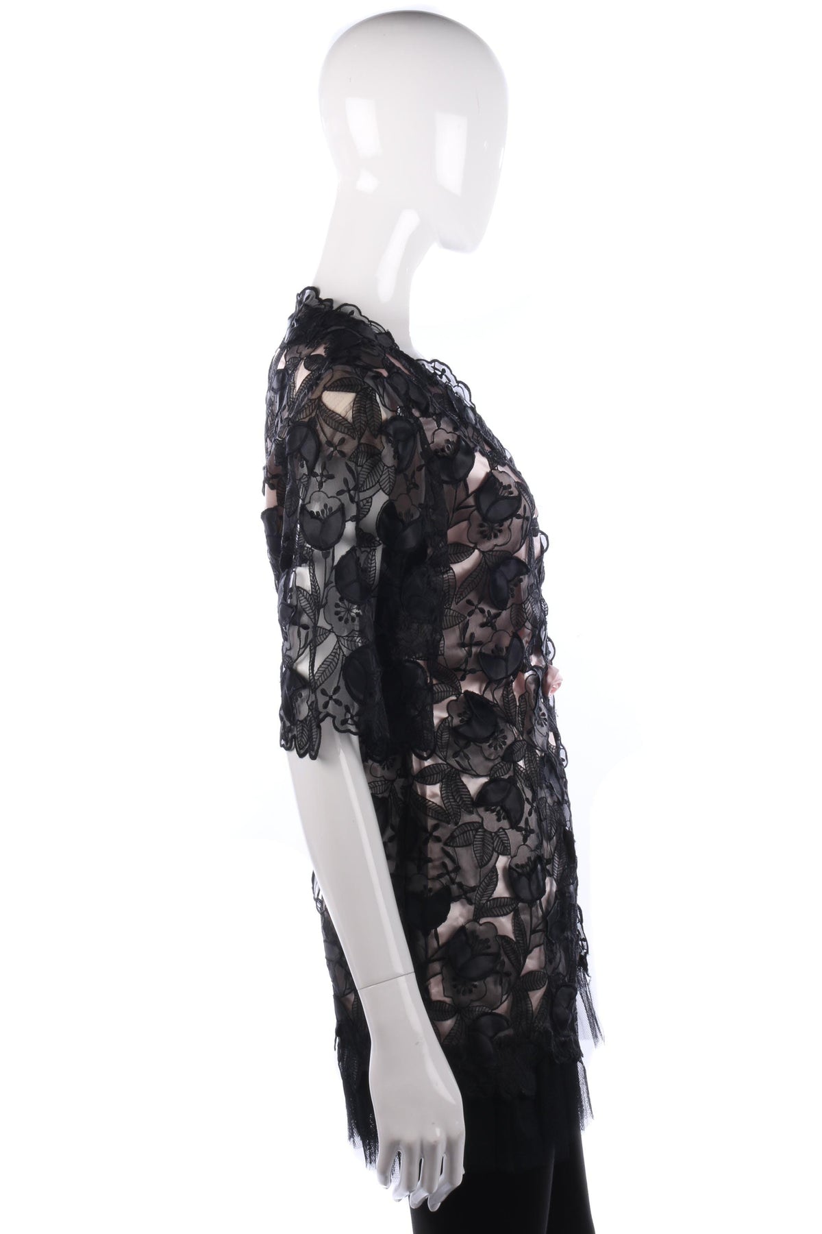 Madame De Ferry black and pink cutout evening jacket - Ava & Iva