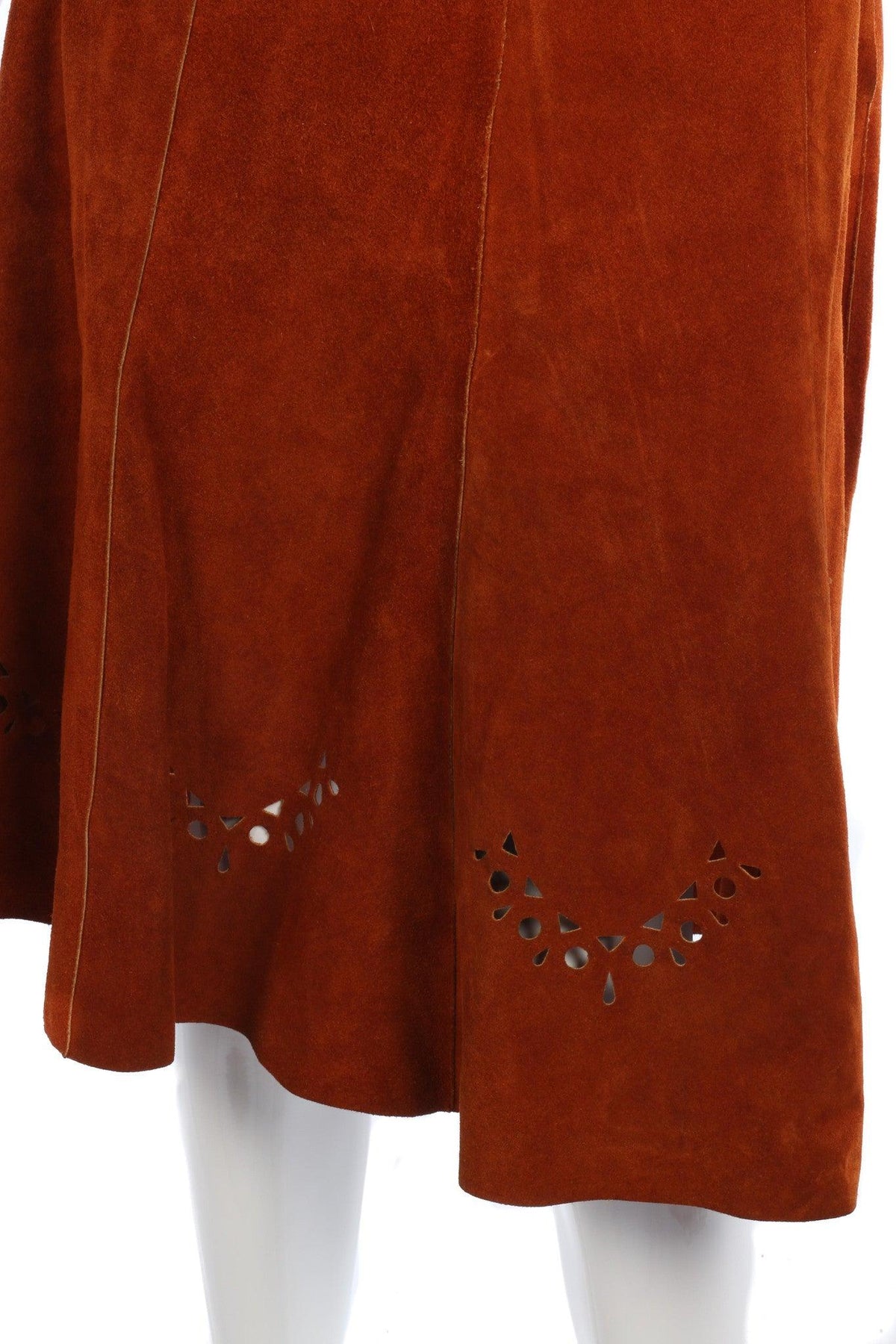 Amazing Vintage Suede Skirt and Top Rust Colour with Detailing. UK 10 - Ava & Iva