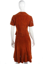 Amazing Vintage Suede Skirt and Top Rust Colour with Detailing. UK 10 - Ava & Iva