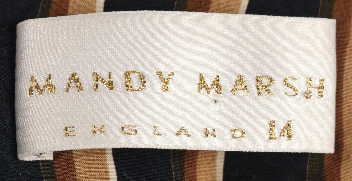 Mandy Marsh Silk Dress Black and Brown Striped Dress UK 12 - Ava & Iva