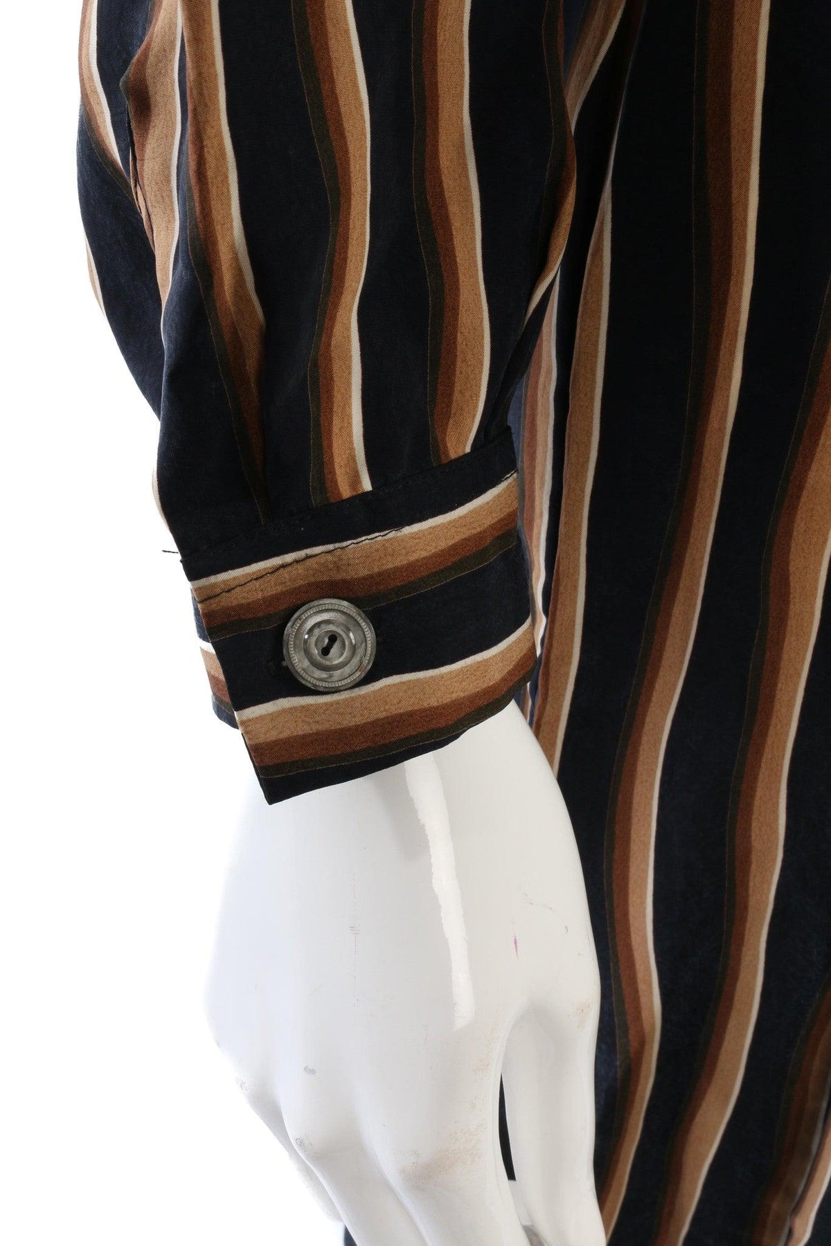 Mandy Marsh Silk Dress Black and Brown Striped Dress UK 12 - Ava & Iva