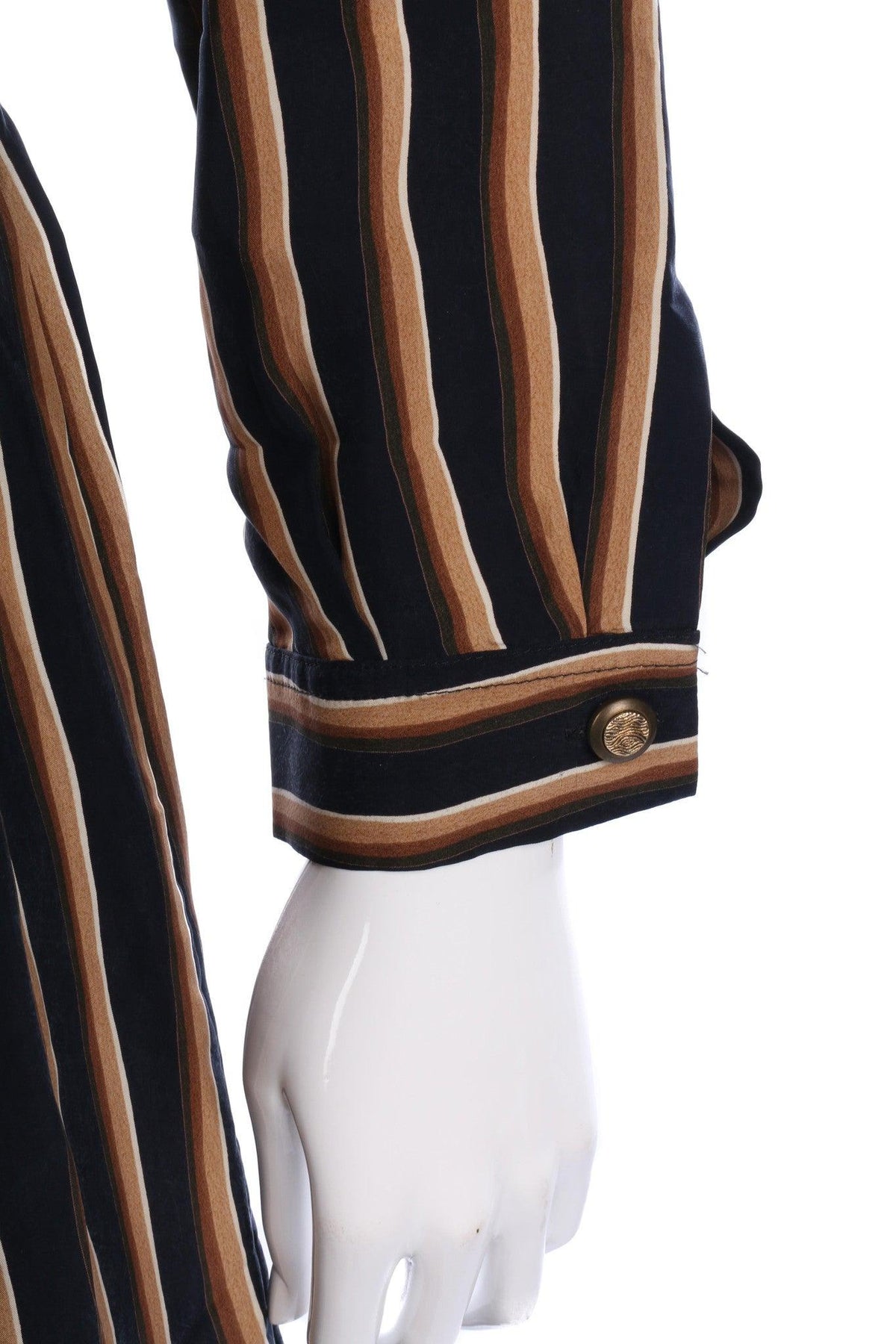 Mandy Marsh Silk Dress Black and Brown Striped Dress UK 12 - Ava & Iva