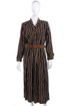 Mandy Marsh Silk Dress Black and Brown Striped Dress UK 12 - Ava & Iva