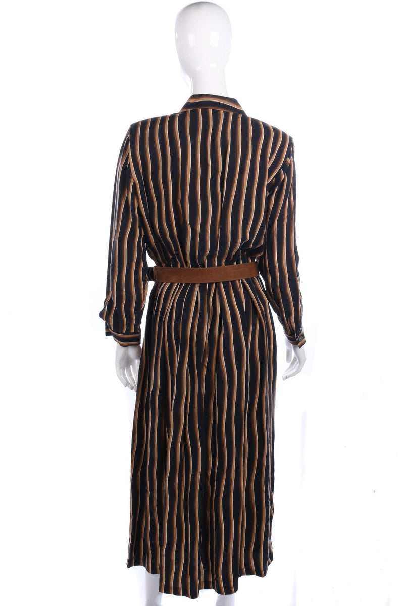 Mandy Marsh Silk Dress Black and Brown Striped Dress UK 12 - Ava & Iva