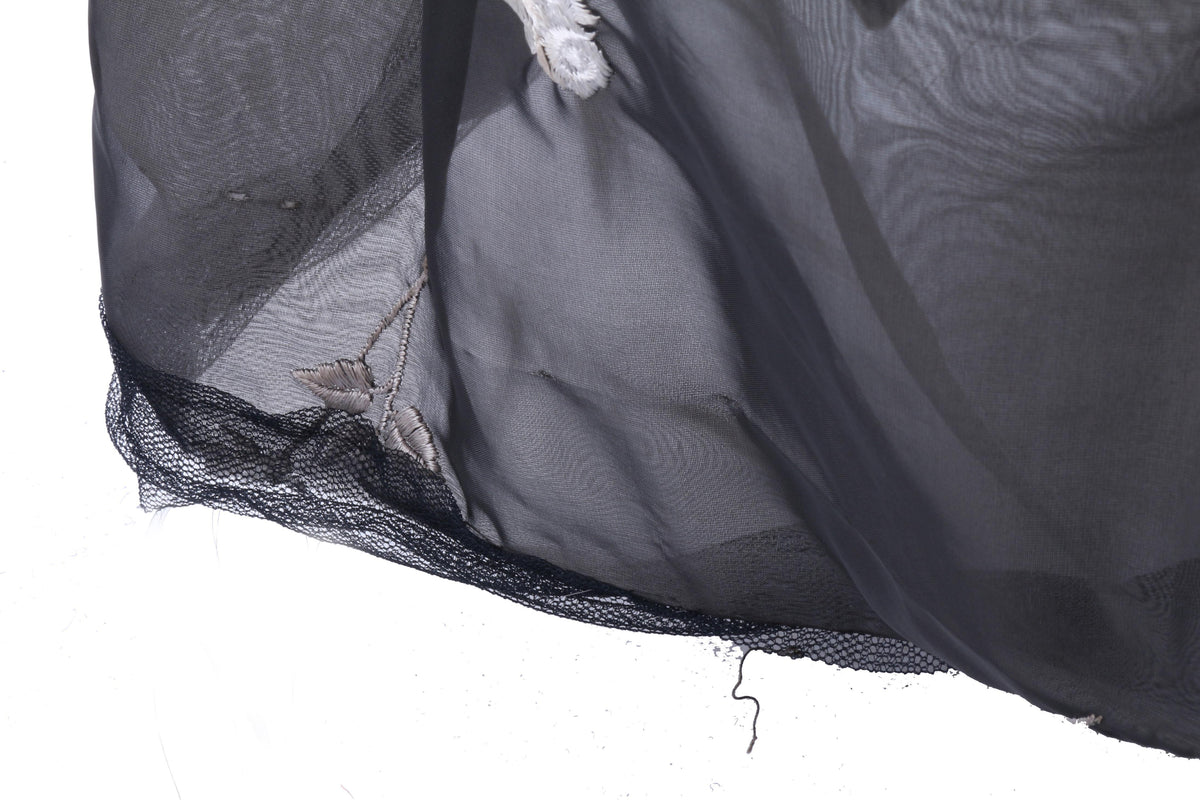 Fabulous vintage black ball gown with white floral embroidery - Ava & Iva