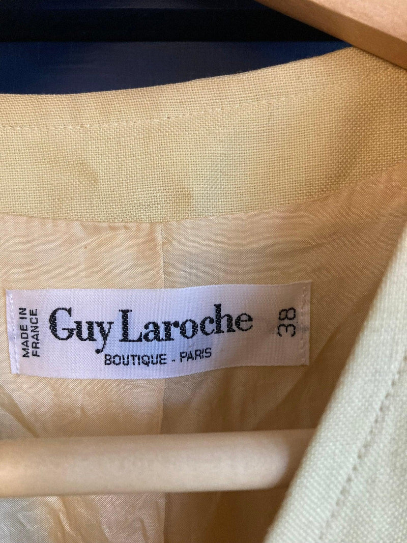 Guy Laroche Linen Lemon 3/4 Sleeved Belted Jacket UK Size 10 - Ava & Iva