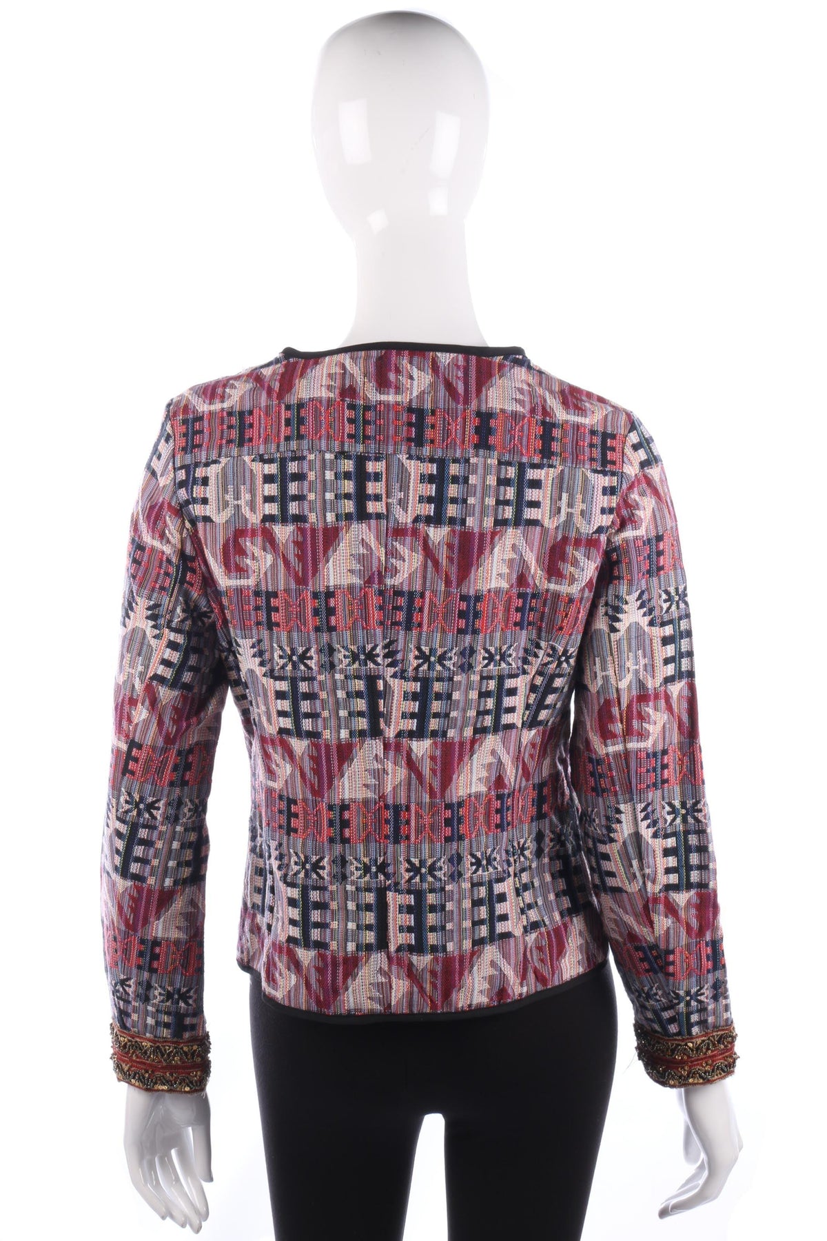 Amichi Woven Jacket Multi Coloured Aztec Style Design Size M - Ava & Iva