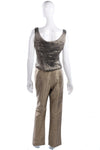 Beatrice Von Tresckow 100% Silk Top and Trousers Sage Green UK 10 - Ava & Iva