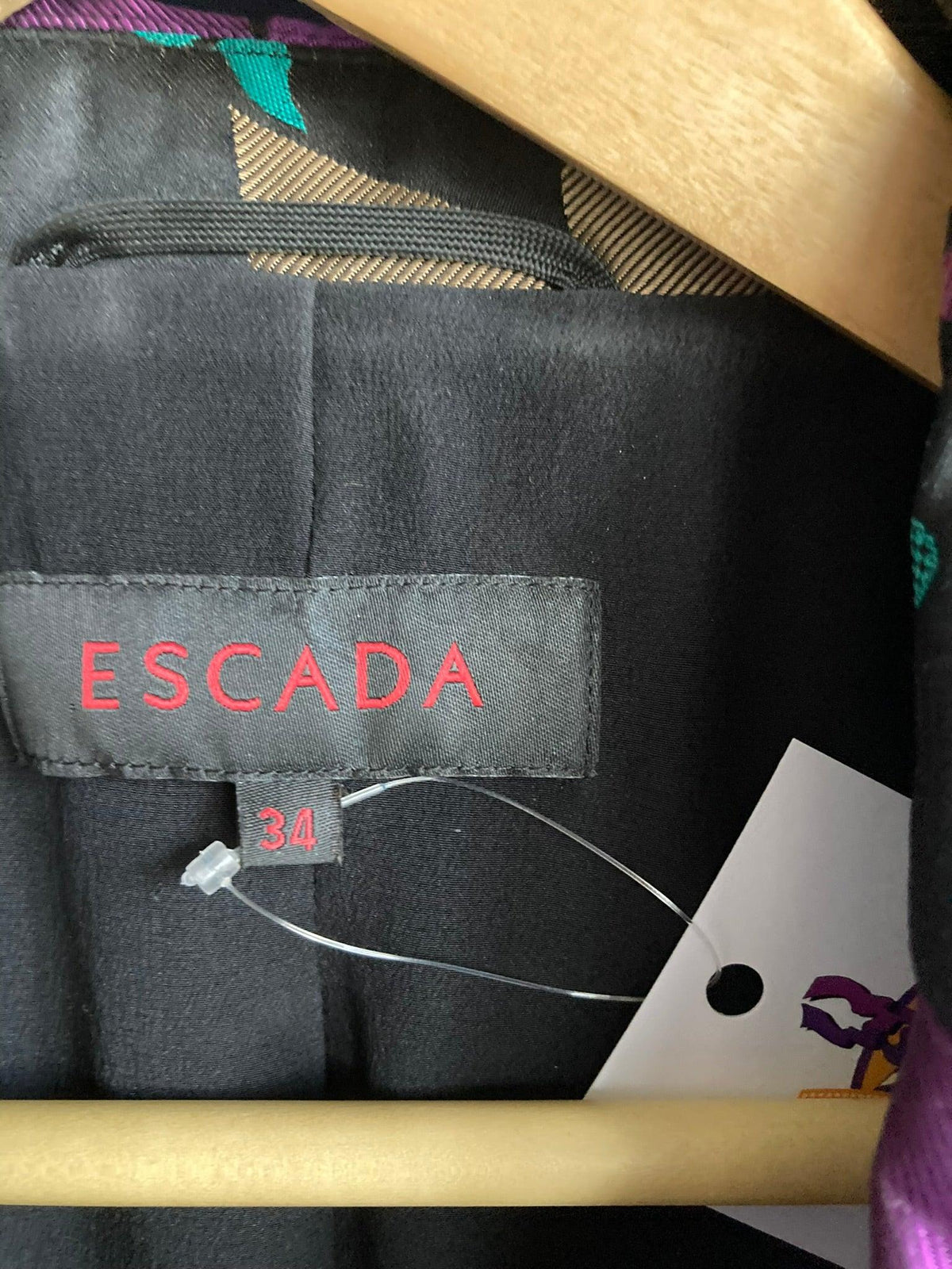 Escada Silk Multi-Coloured Long Sleeved Jacket  UK Size 6 - Ava & Iva