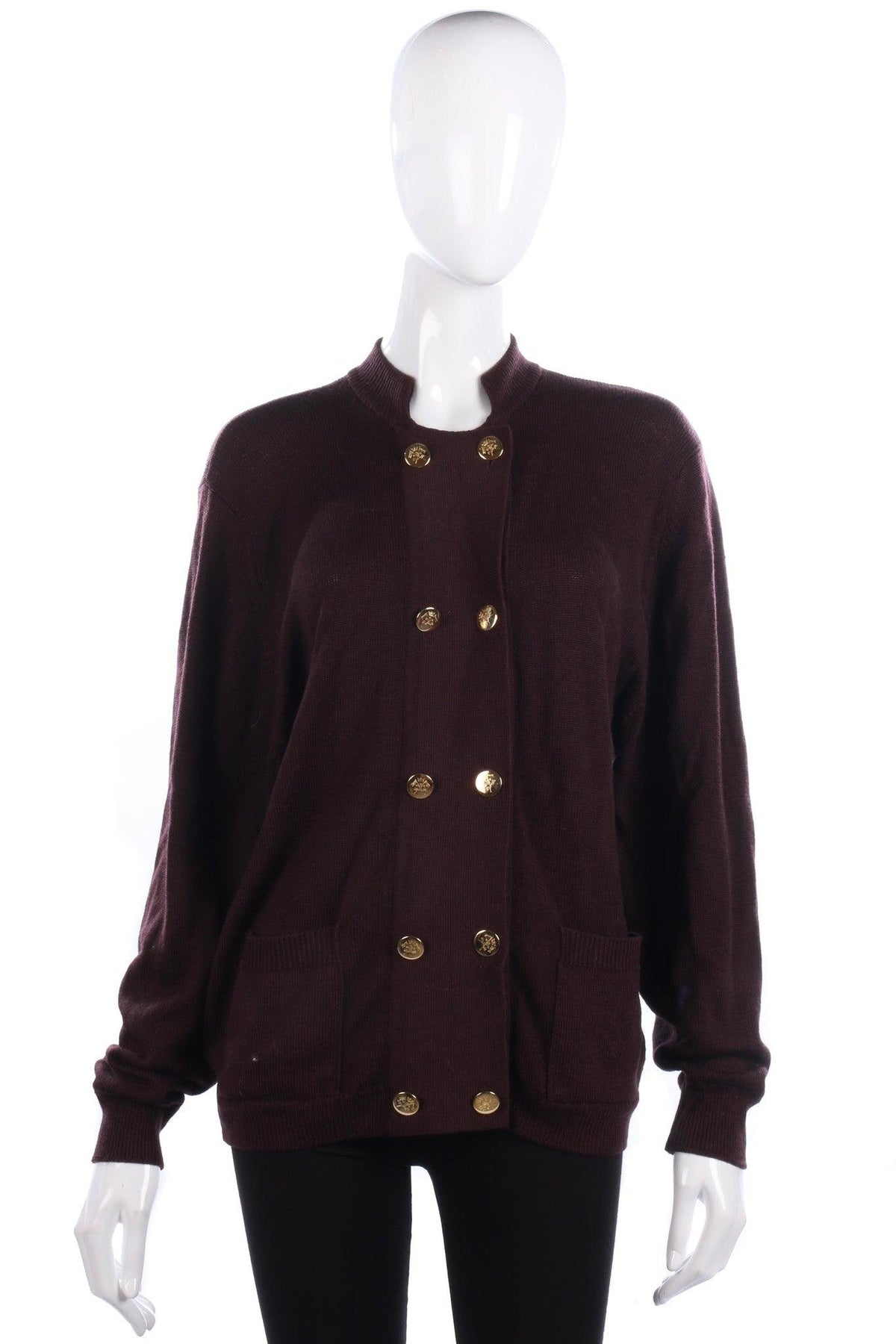 Straven of Scotland Pure Wool Cardigan Brown with Gold Buttons. UK10 - Ava & Iva