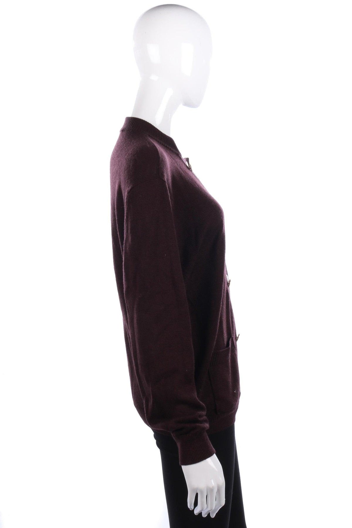 Straven of Scotland Pure Wool Cardigan Brown with Gold Buttons. UK10 - Ava & Iva