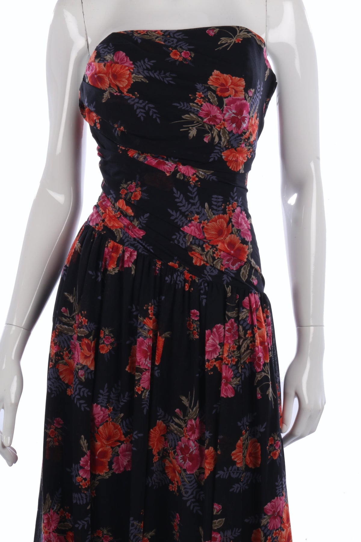 Vintage Laura Ashley fine cotton strapless dress size 14 - Ava & Iva