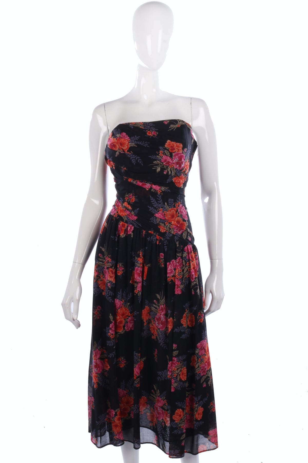 Vintage Laura Ashley fine cotton strapless dress size 14 - Ava & Iva