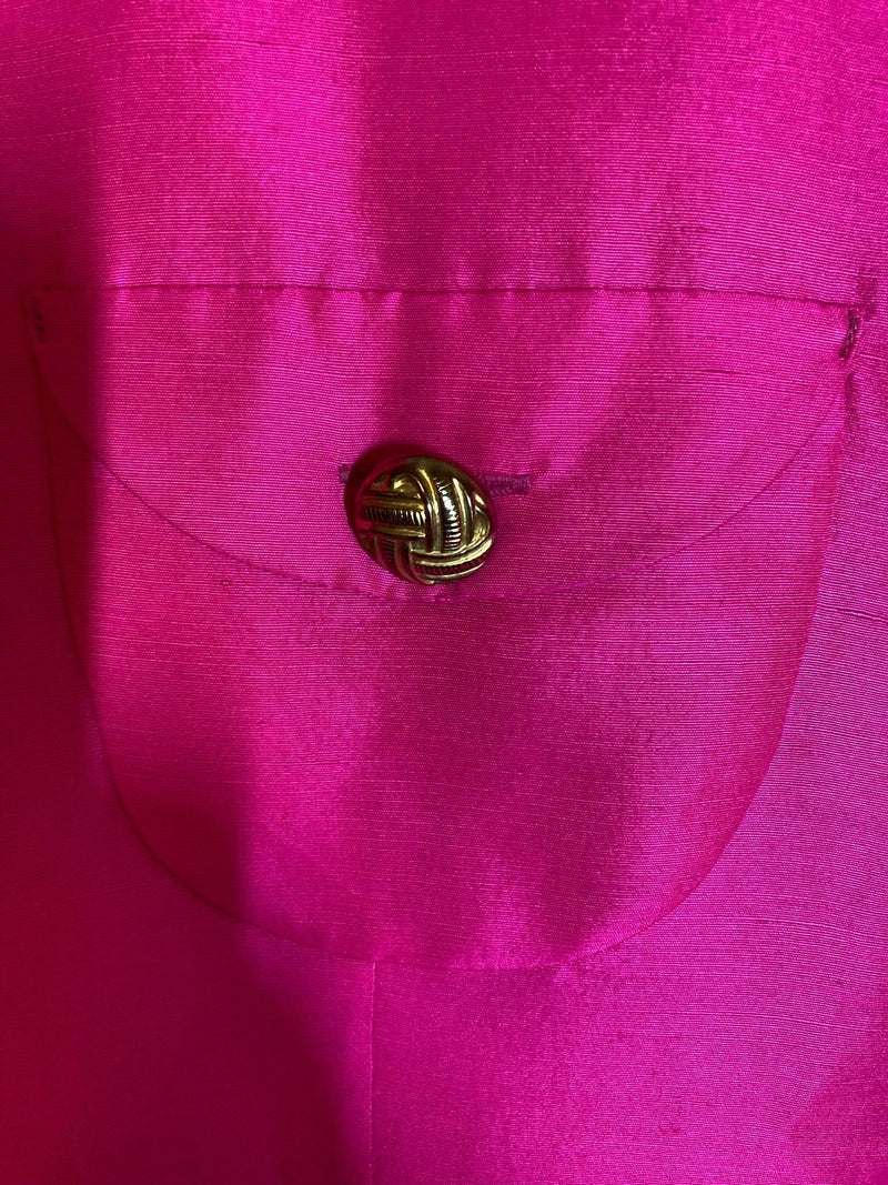 Express Silk Fuchsia Pink Long Sleeved Jacket UK Size Small - Ava & Iva