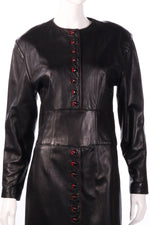 Jaeger leather dress with button detail 