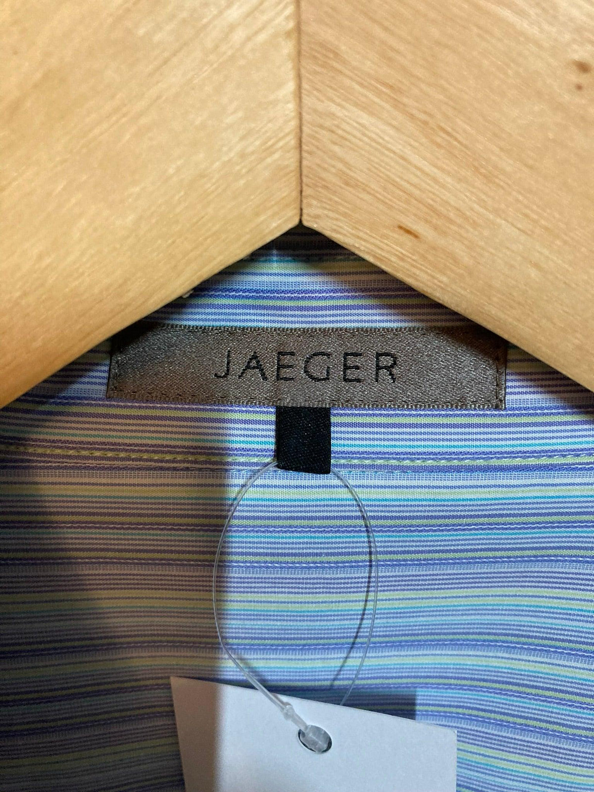 Jaeger Cotton Multi-Coloured Fine Stripped Long Sleeved Fitted Shirt UK Size 12 - Ava & Iva