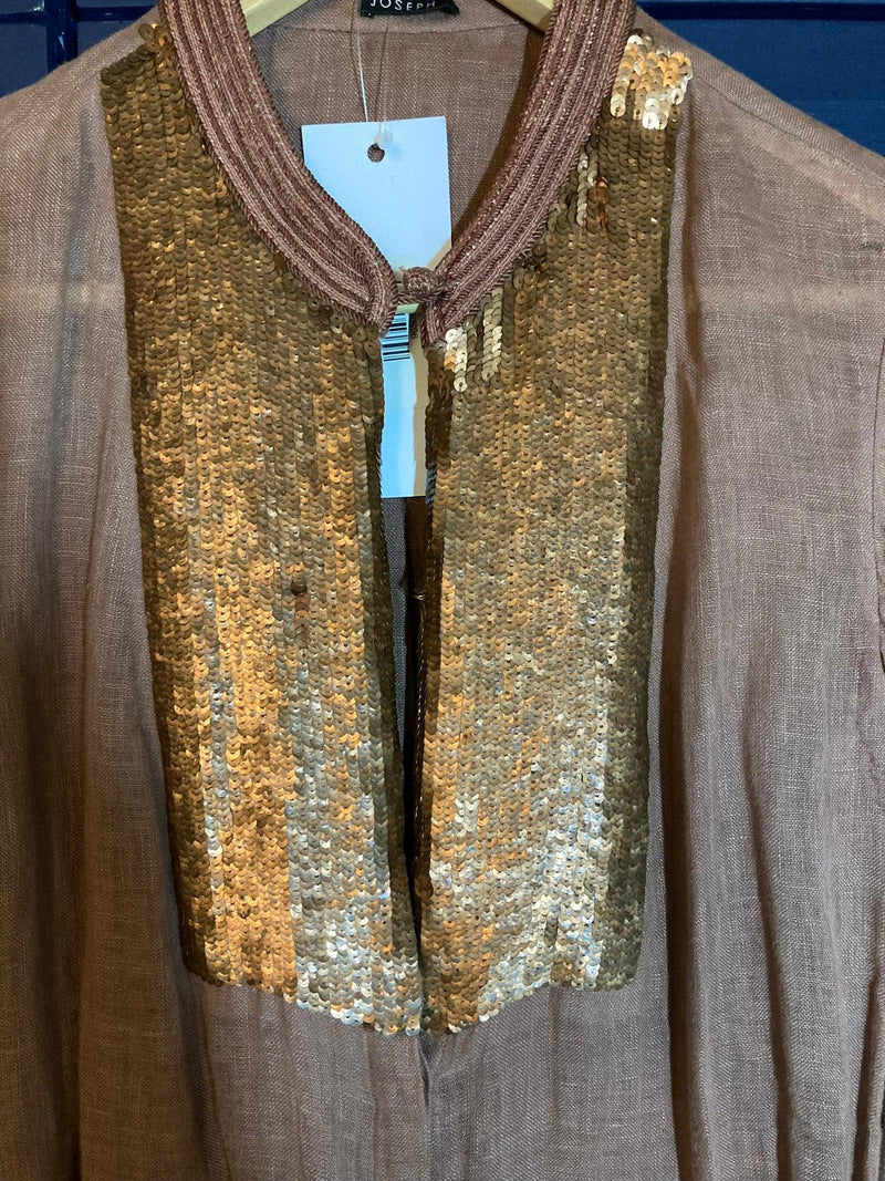 Joseph Linen Bronze Long Sleeved Blouse UK Size 12 - Ava & Iva