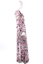 Tricosa black and pink floral maxi dress side