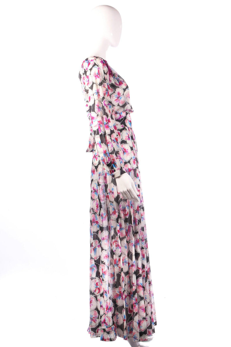 Tricosa black and pink floral maxi dress side