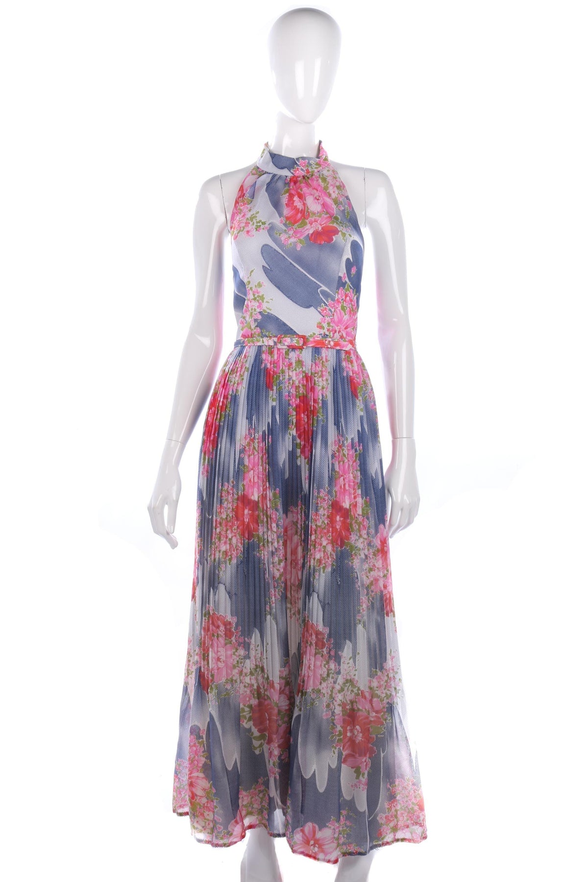 Peter Barro blue floral backless dress size M - Ava & Iva