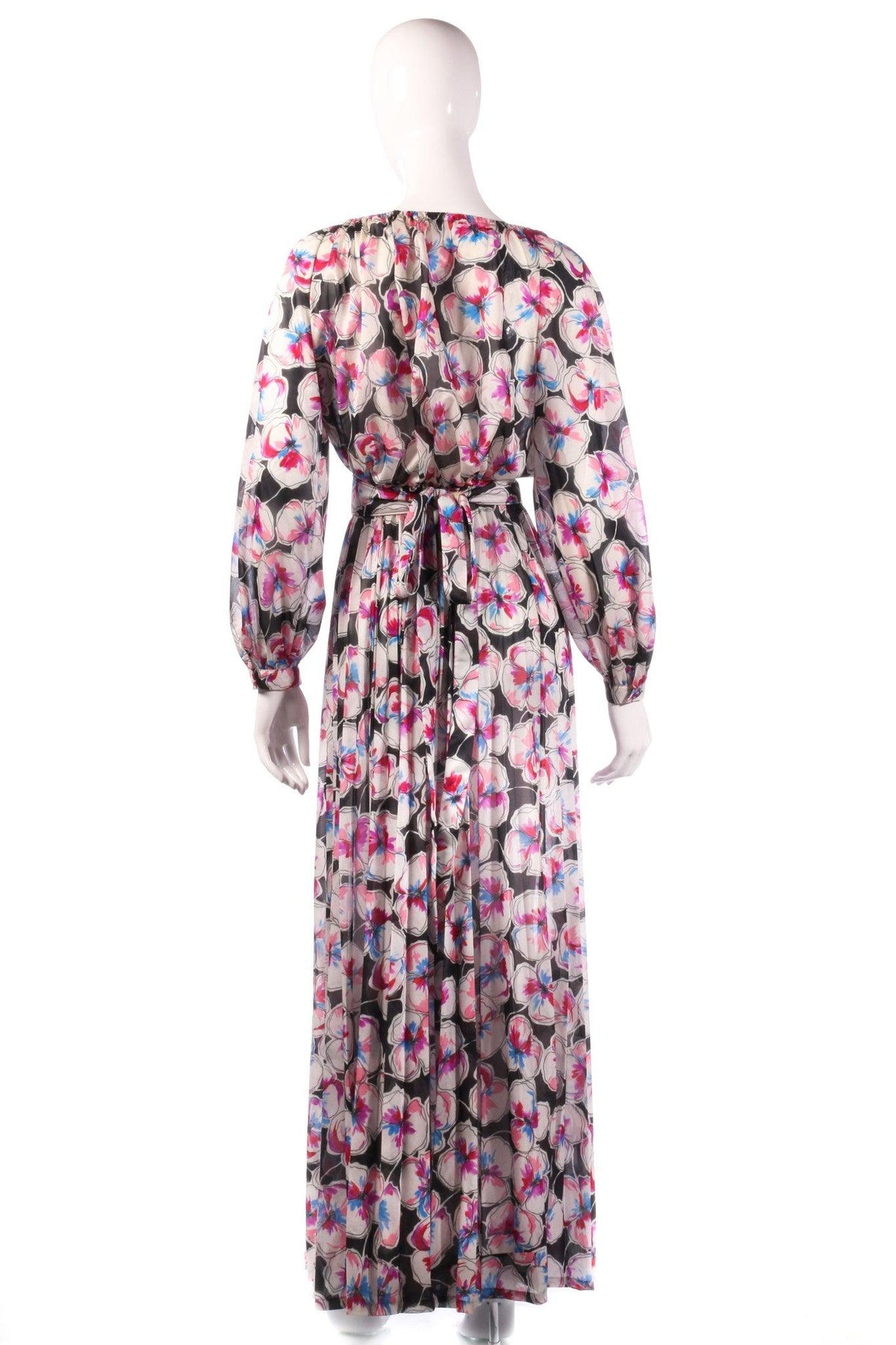 Tricosa black and pink floral maxi dress back