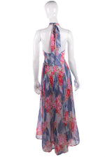 Peter Barro blue floral backless dress size M - Ava & Iva