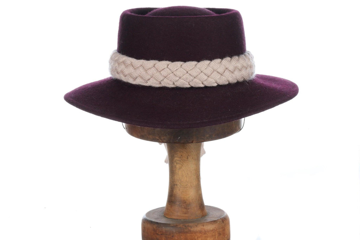 Connor Vintage Borwn Wool Hat with Knitted Band 54cm - Ava & Iva