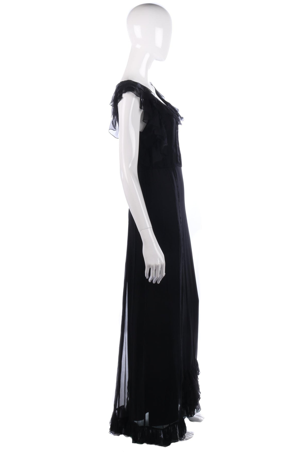 Couture Couture black silk chiffon designer dress size S/M - Ava & Iva