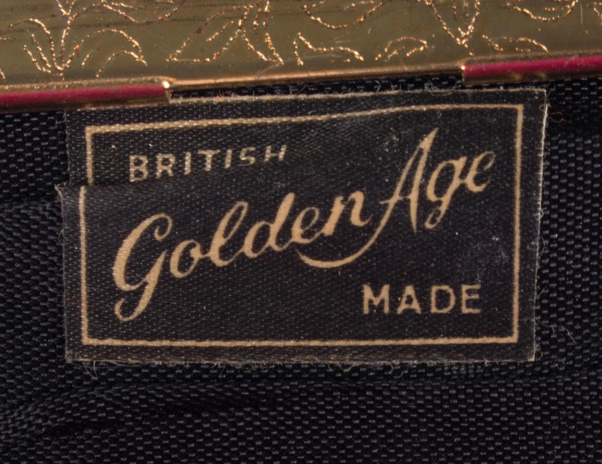 Vintage Golden Age Evening Purse Black with Flower Embroidery Detail - Ava & Iva