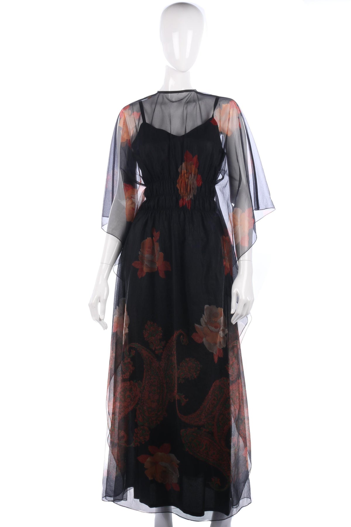 Vintage black floral gown size S/M - Ava & Iva