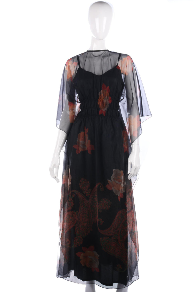 Vintage black floral gown size S/M - Ava & Iva