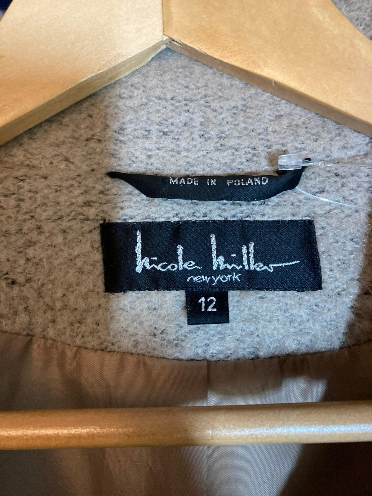 Nicole Miller Mohair Mix Light Grey Long Sleeved Coat UK Size 12 - Ava & Iva