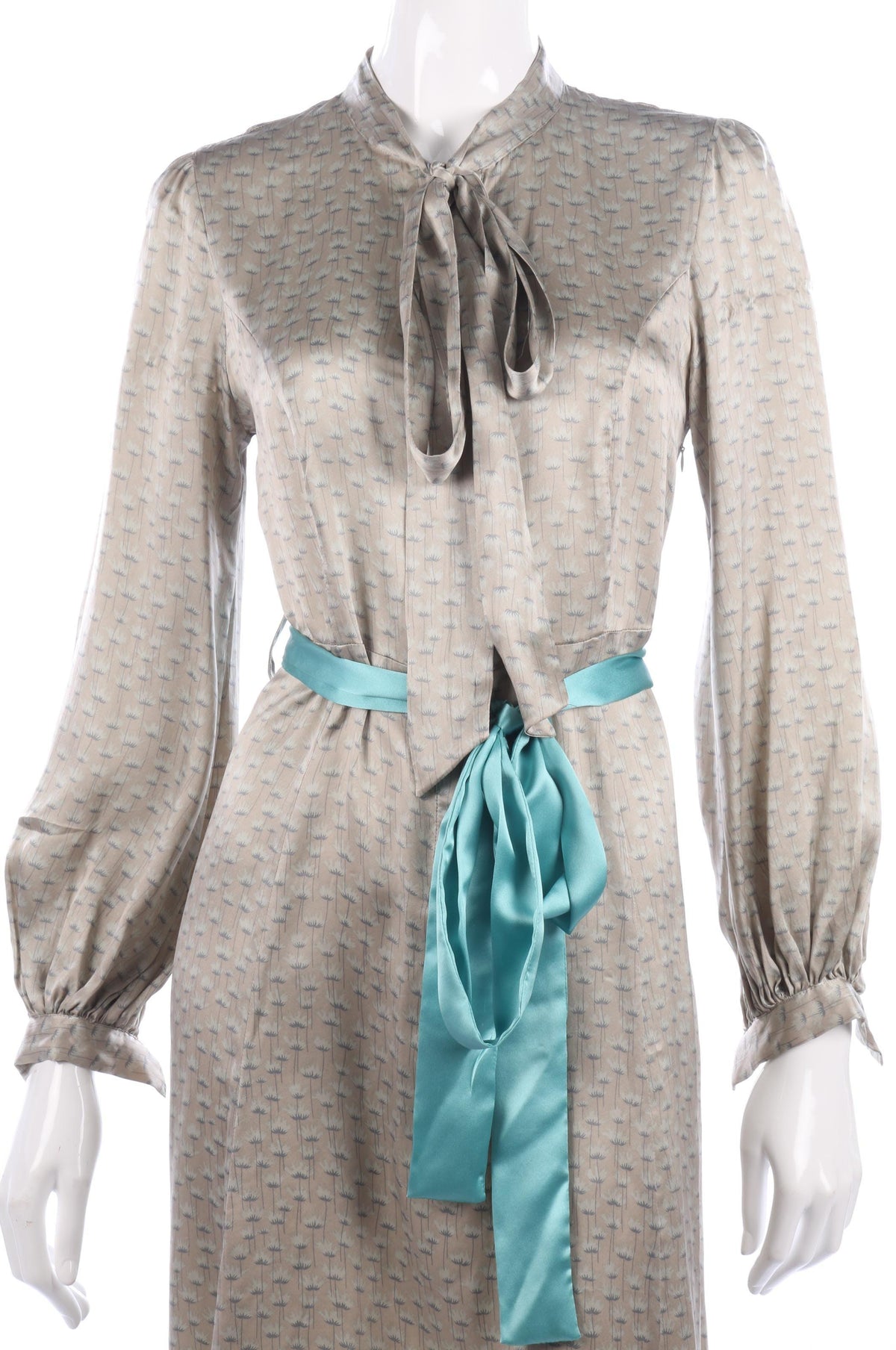 Liquid Silk for Noa Noa Silk Dress Light Caramel Floral Pattern Size S - Ava & Iva