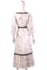 White floral dress with black lace detail back