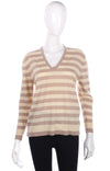 Jaeger cream and brown striped jumper size M