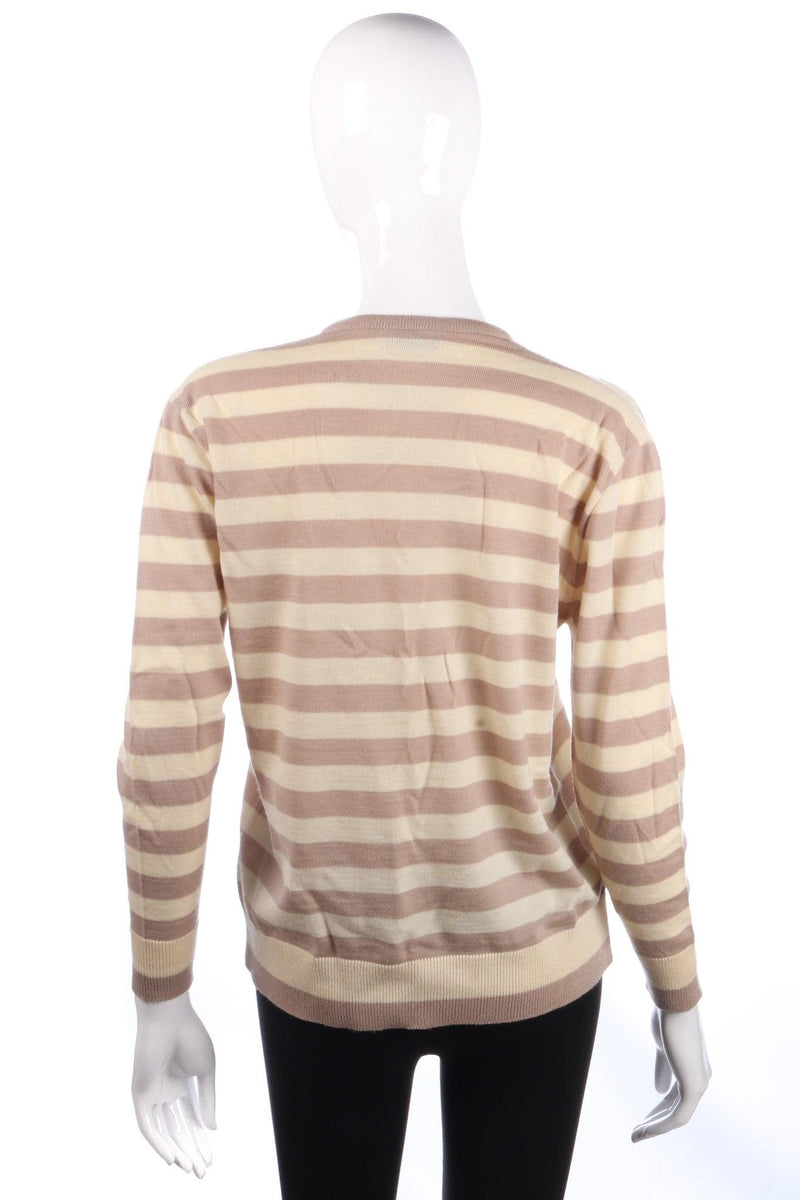 Jaeger cream and brown striped jumper size M back
