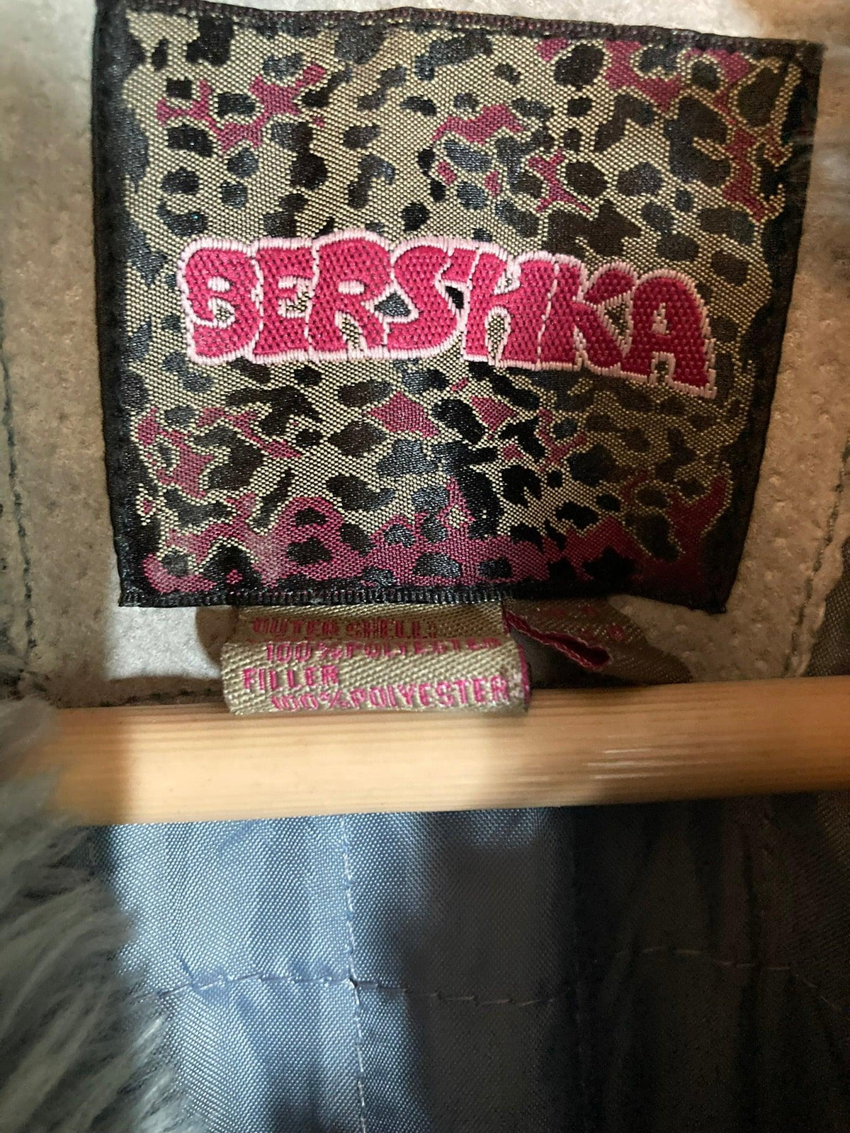 Bershka Leather Faux Fur Collared Grey Long Sleeved Coat UK Size 10 - Ava & Iva