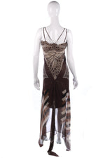BCBG Maxazria Silk Dress Brown and Cream UK Size 10 - Ava & Iva