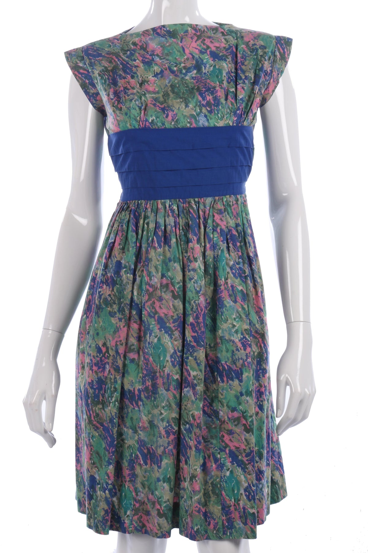 1950s vintage blue and green dress size S - Ava & Iva
