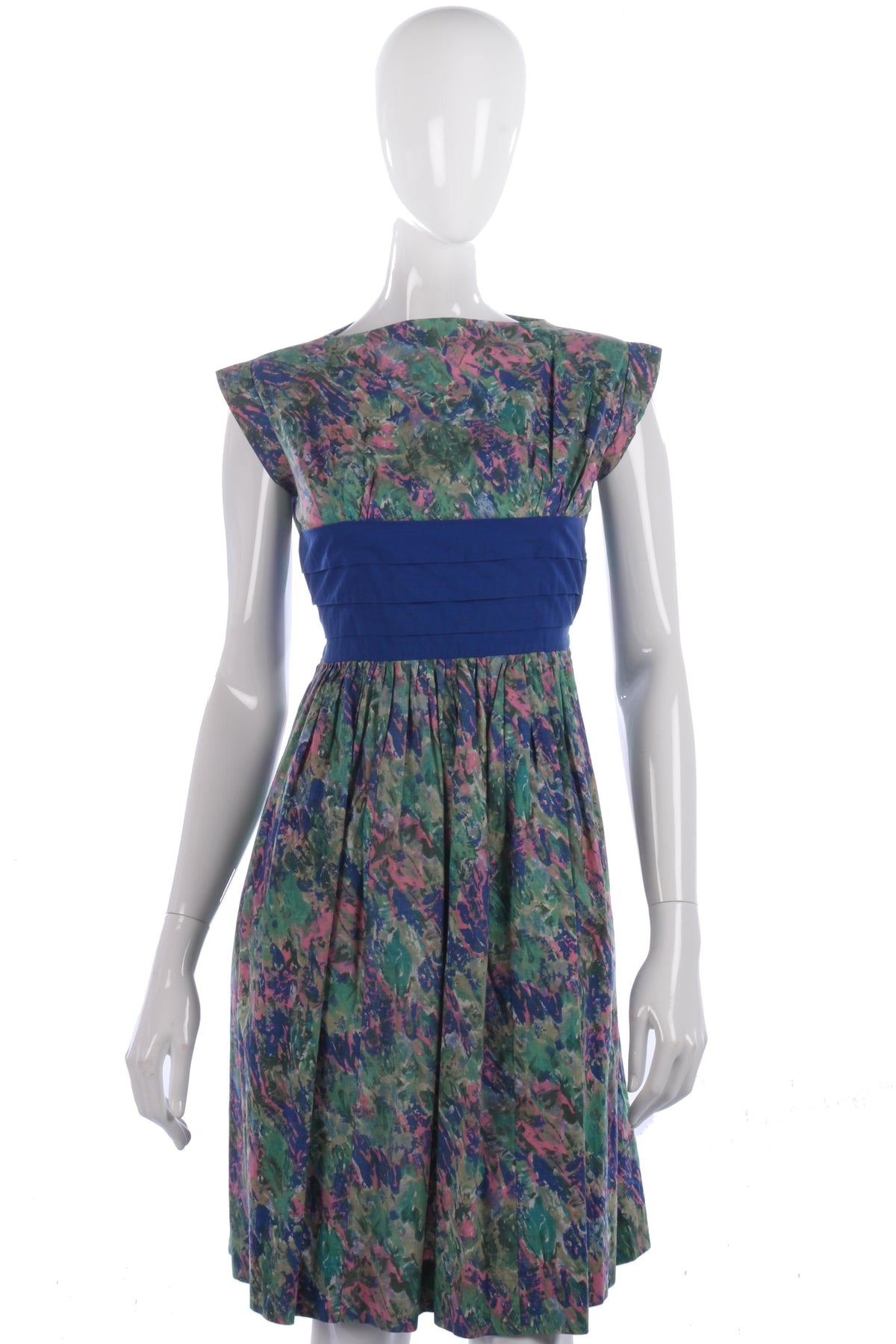 1950s vintage blue and green dress size S - Ava & Iva