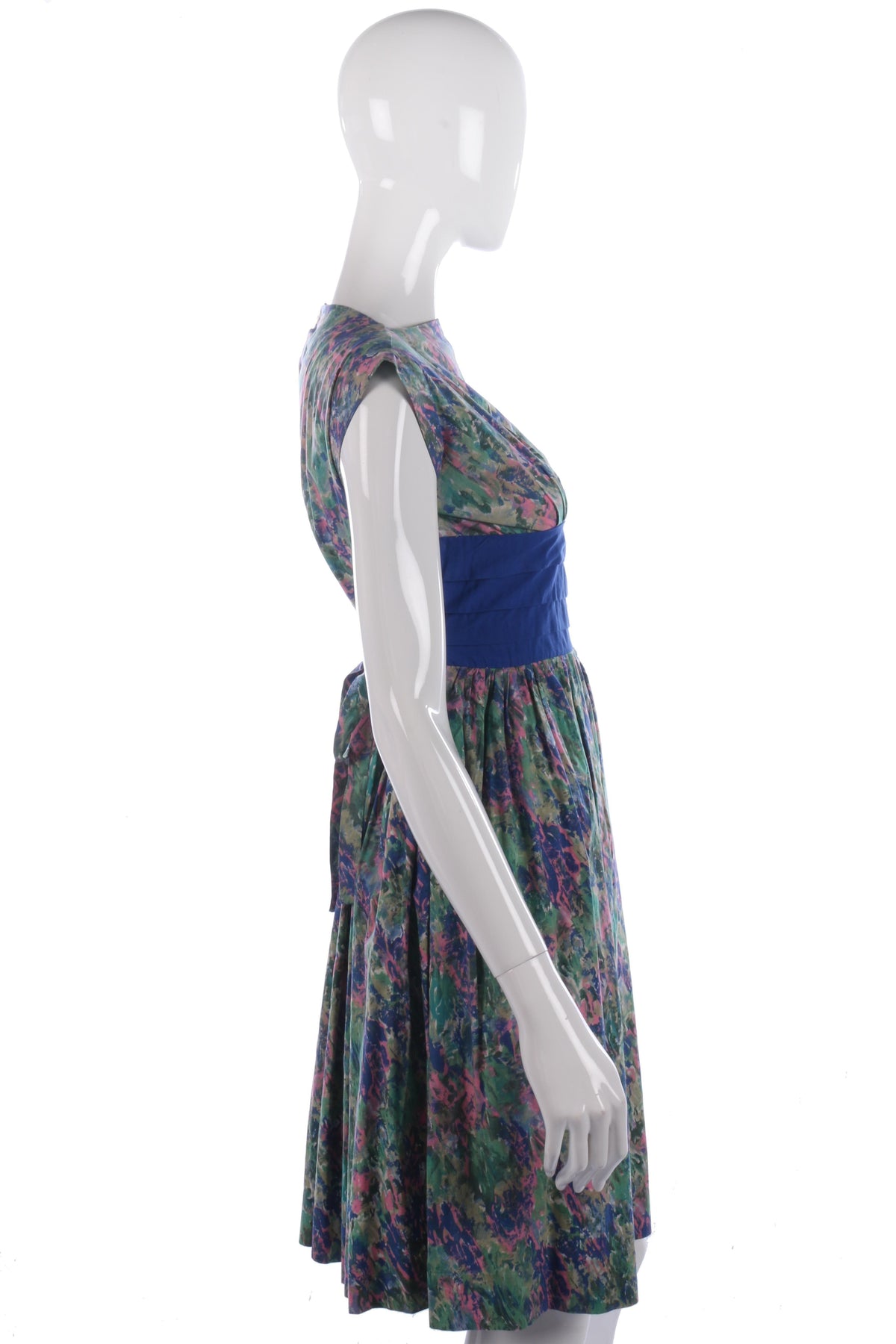 1950s vintage blue and green dress size S - Ava & Iva
