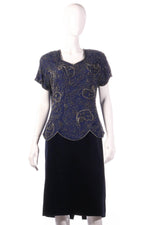 Serenade silk beaded top and velvet skirt size 16 