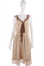 Tara Jarmon silk cream and brown dress size 12 - Ava & Iva
