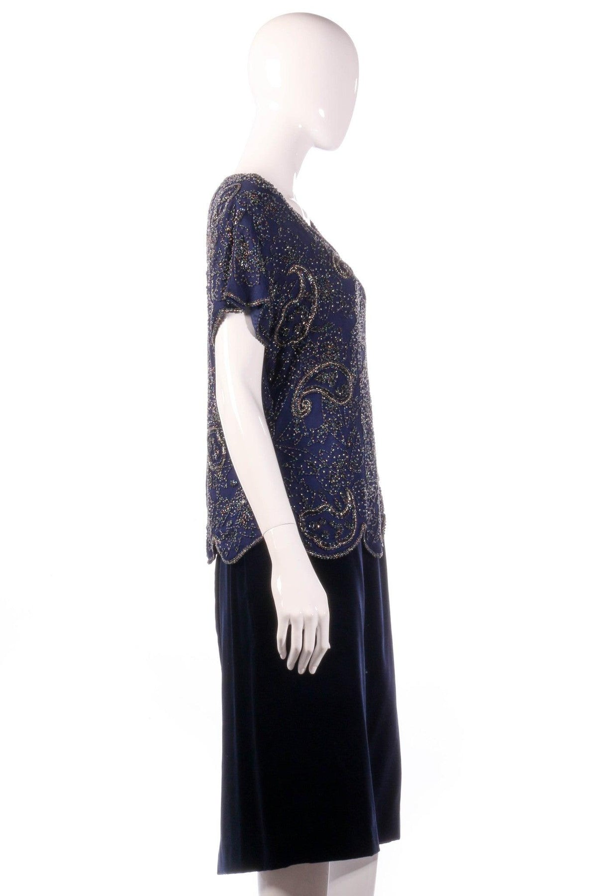 Serenade silk beaded top and velvet skirt size 16 side