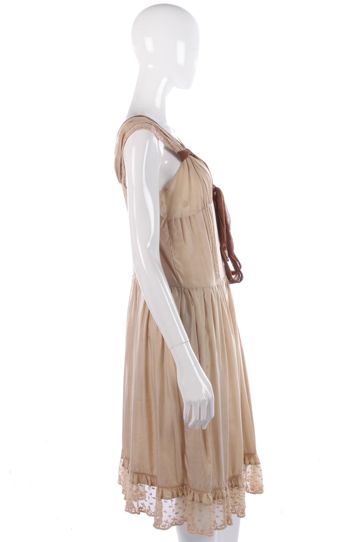 Tara Jarmon silk cream and brown dress size 12 - Ava & Iva