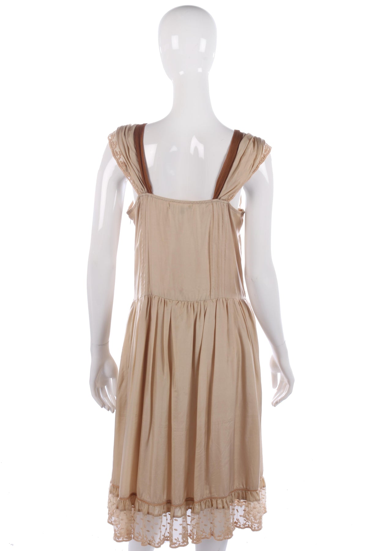 Tara Jarmon silk cream and brown dress size 12 - Ava & Iva