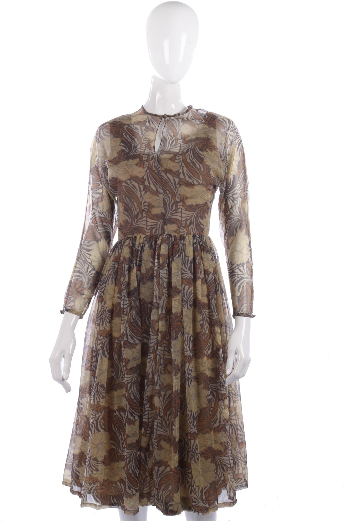 Jean Allen brown chiffon floral dress size 10/12 - Ava & Iva