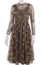 Jean Allen brown chiffon floral dress size 10/12 - Ava & Iva
